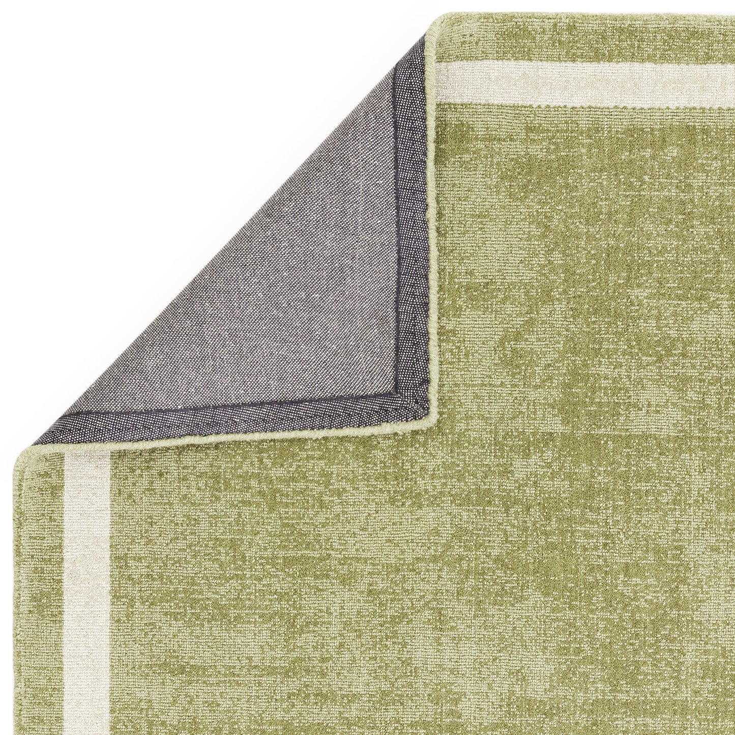 Albi Border Plain Classic Wool Runner Rugs in Green