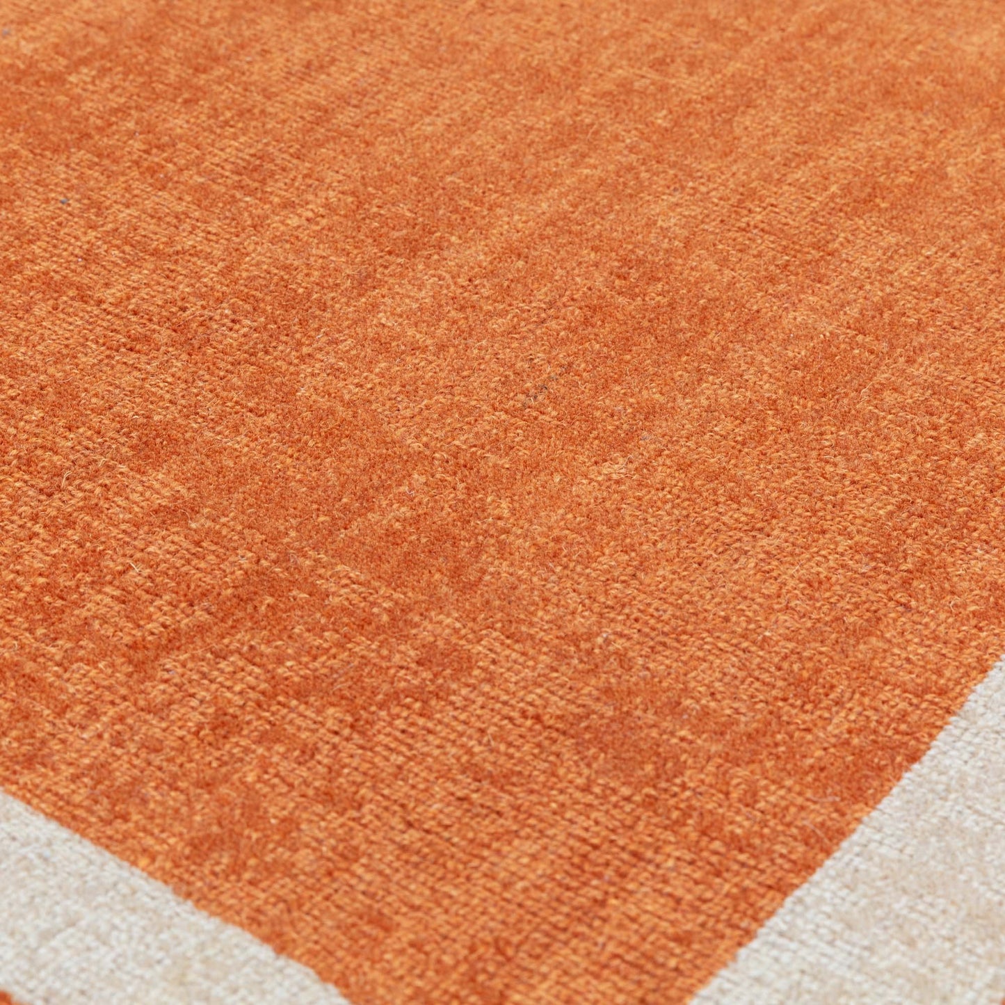 Albi Border Plain Classic Wool Runner Rugs in Orange