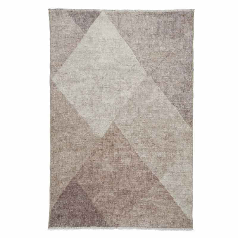 Whisper H1065 Washable Geometric Flat Weave Rugs in Beige Brown