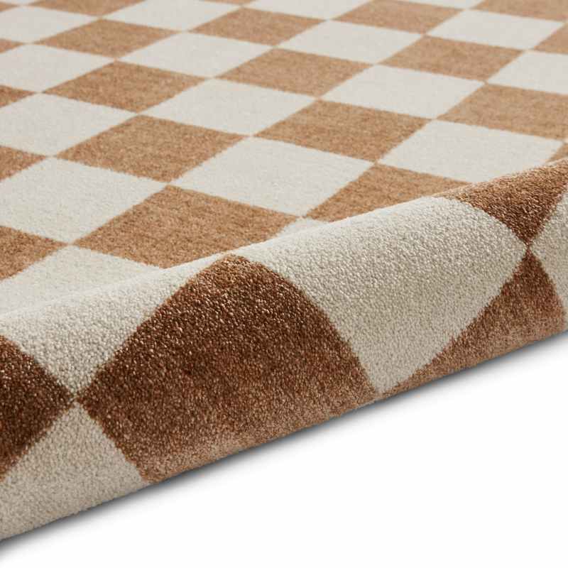 Baltimore 66618 Checkerboard Geometric Modern Rugs in Walnut Brown