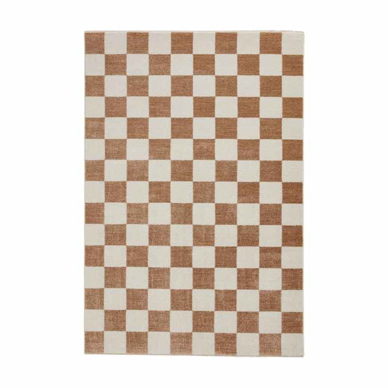 Baltimore 66618 Checkerboard Geometric Modern Rugs in Walnut Brown