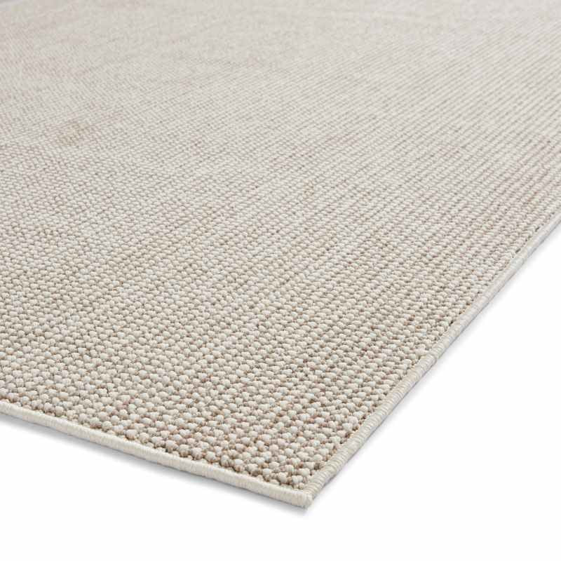 Boucle E6404 Plain Flat Weave Textured Rugs in White Brown