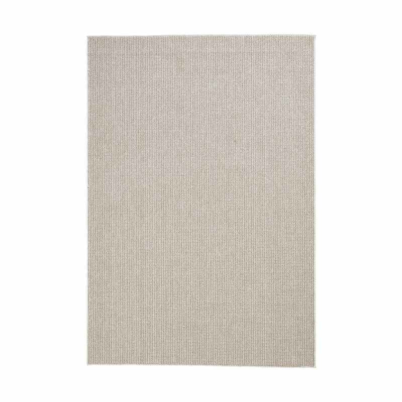 Boucle E6404 Plain Flat Weave Textured Rugs in White Brown