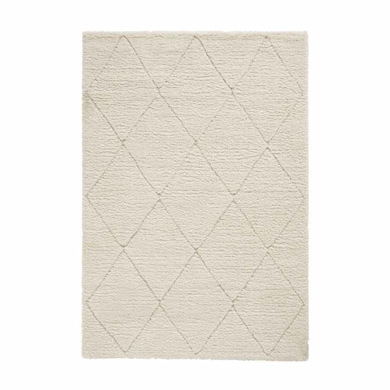Ideal Shaggy 80260 Berber Geometric Rugs in Cream White