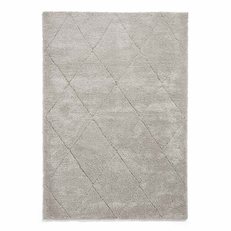 Ideal Shaggy 80260 Berber Geometric Rugs in Silver Grey