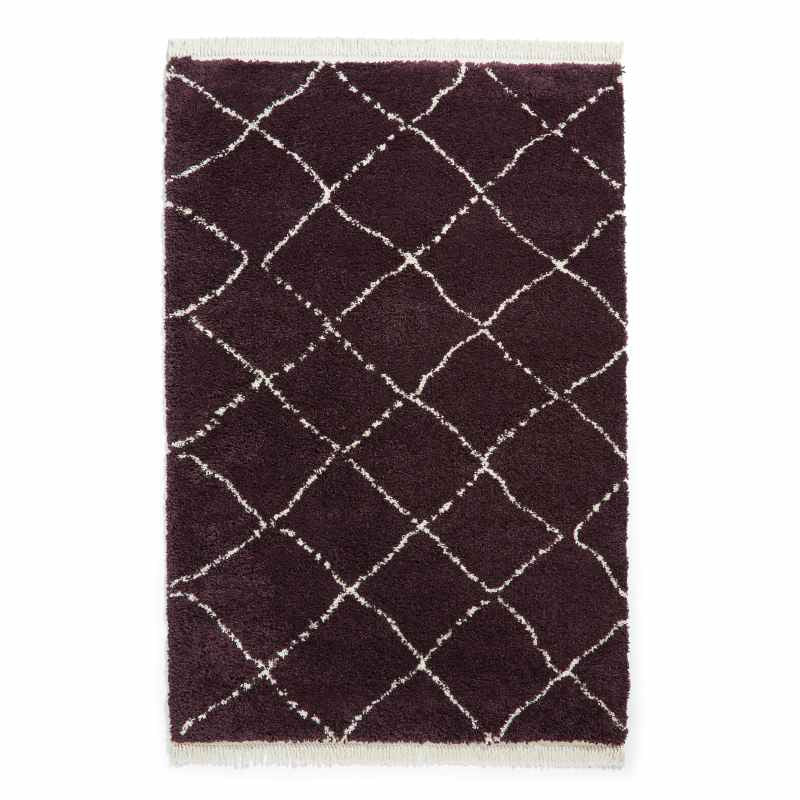 Boho 5413 Berber Shaggy Modern Rugs in Purple