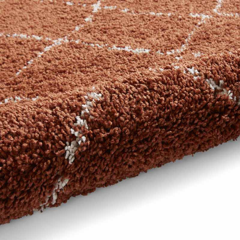 Boho 5413 Berber Shaggy Modern Rugs in Rust Brown