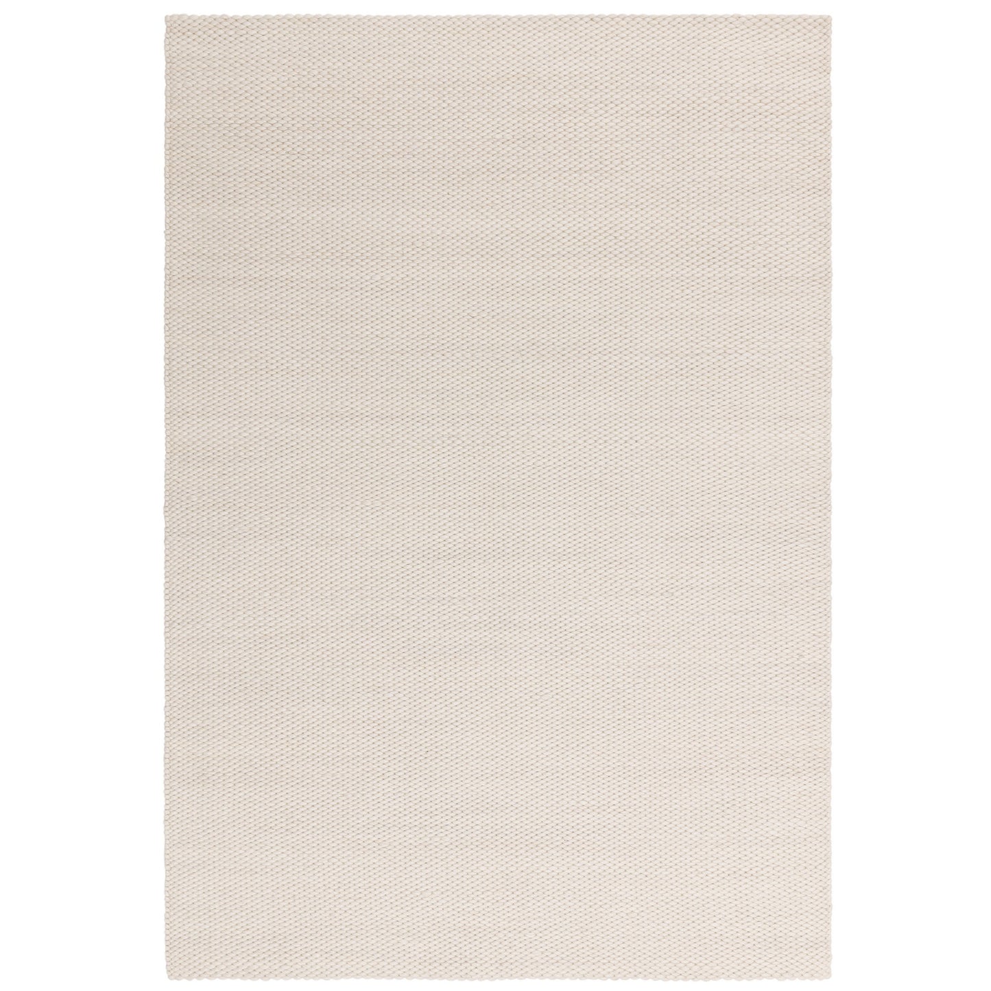 Zander Boho Chunky Wool Plain Rugs in Ivory White