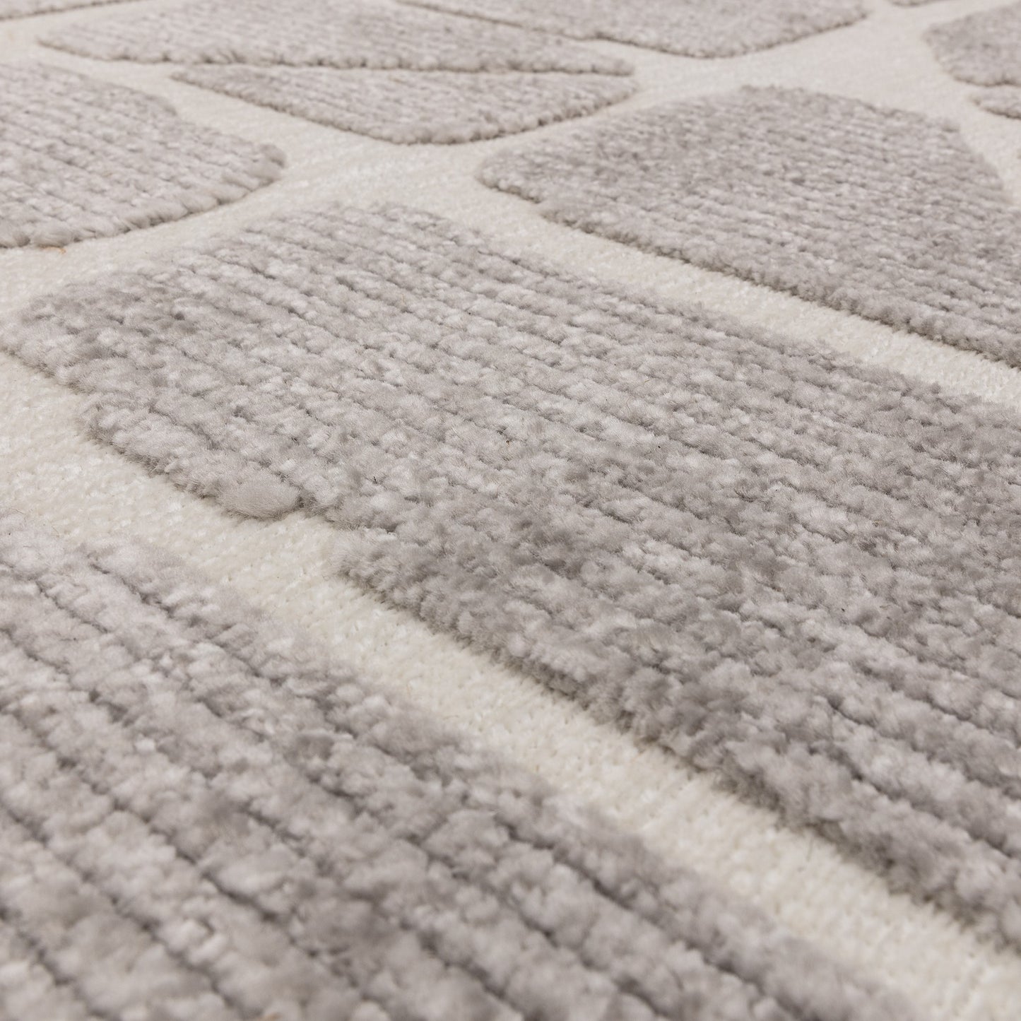 Freja Method Boho Textured Geometric Washable Rugs in Grey