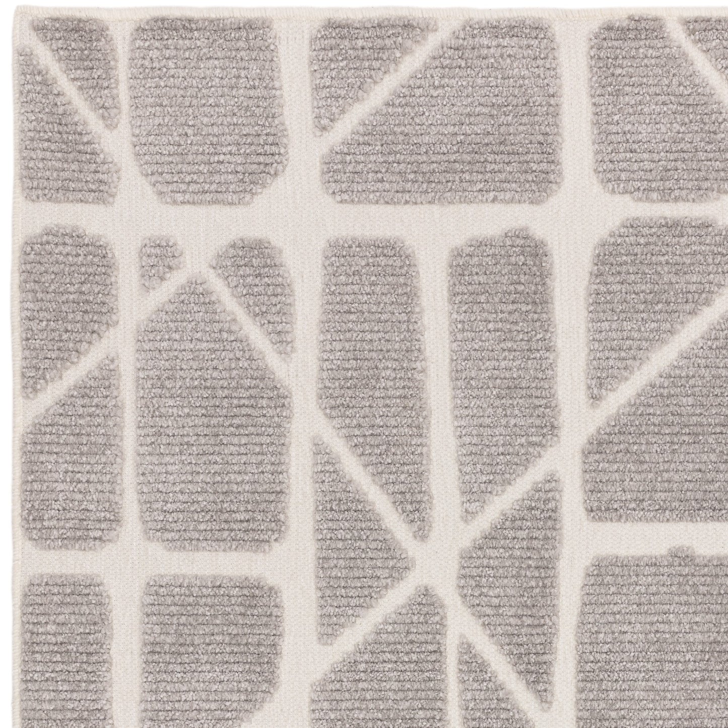 Freja Method Boho Textured Geometric Washable Rugs in Grey