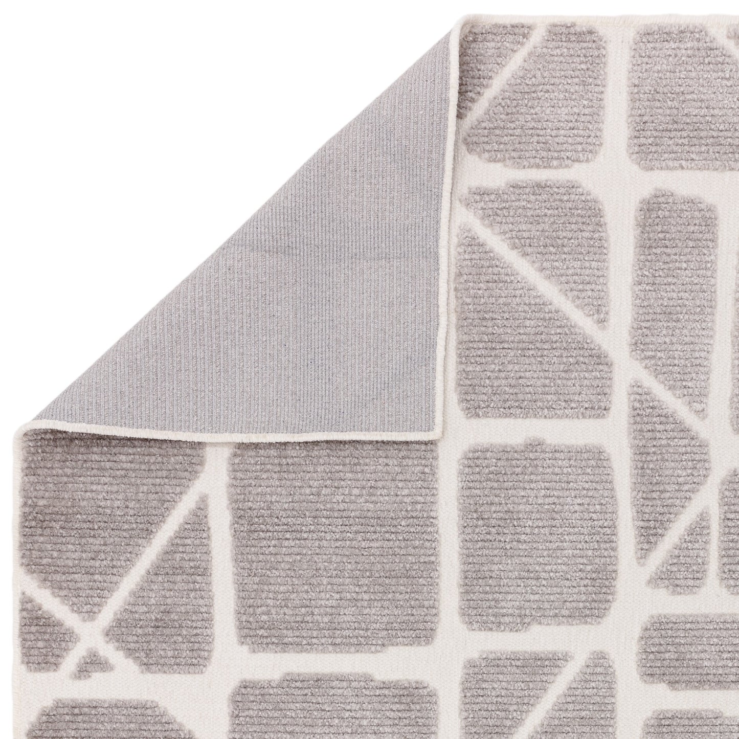 Freja Method Boho Textured Geometric Washable Rugs in Grey
