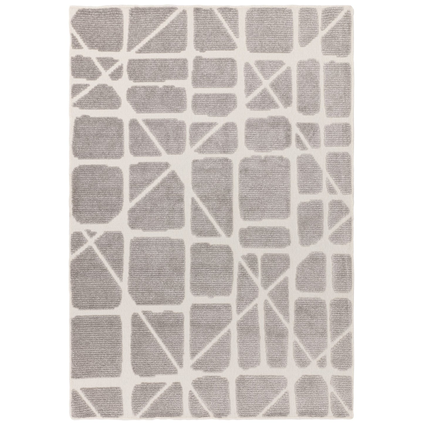 Freja Method Boho Textured Geometric Washable Rugs in Grey
