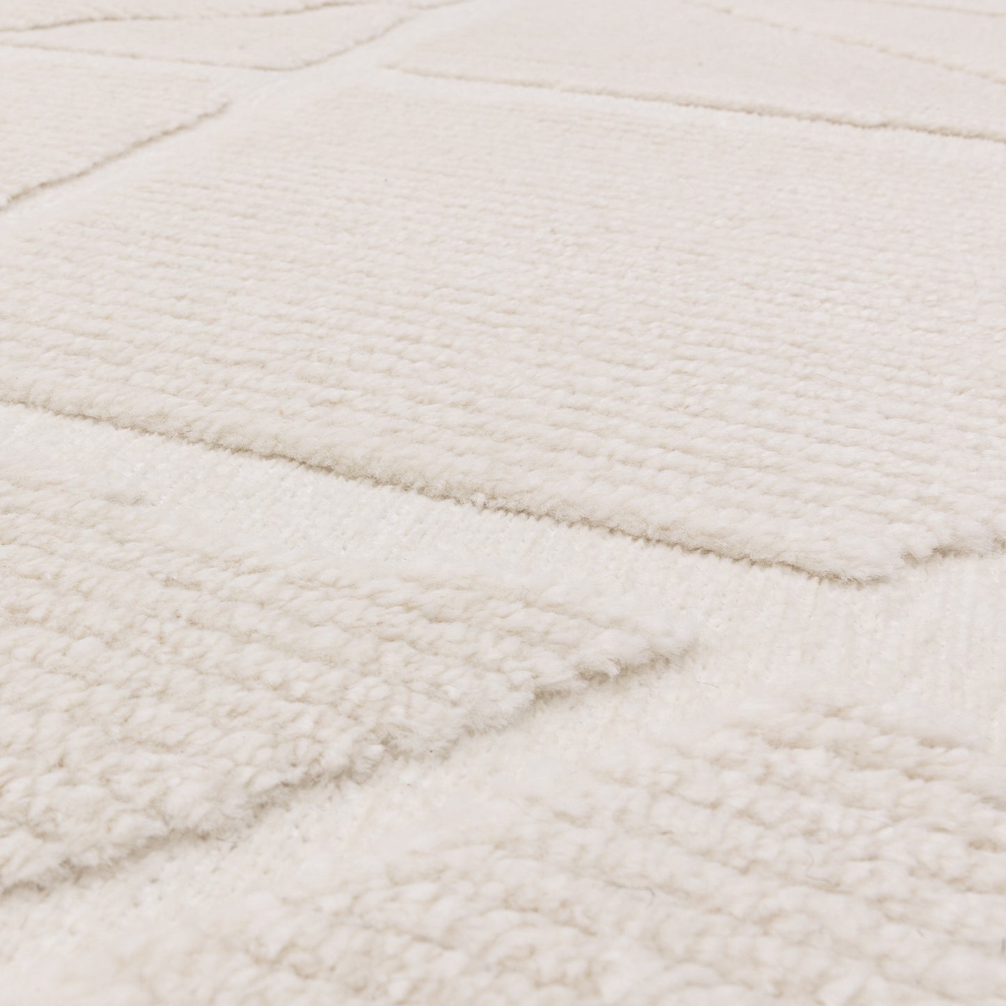 Freja Method Boho Textured Geometric Washable Rugs in Ivory White