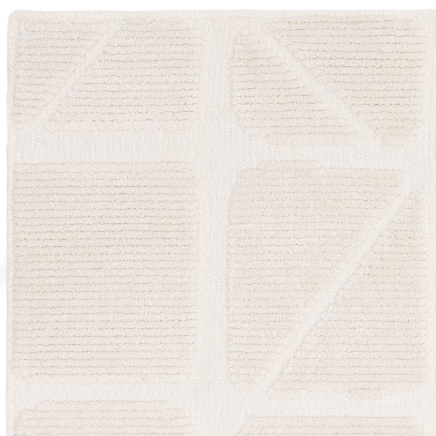 Freja Method Boho Textured Geometric Washable Rugs in Ivory White