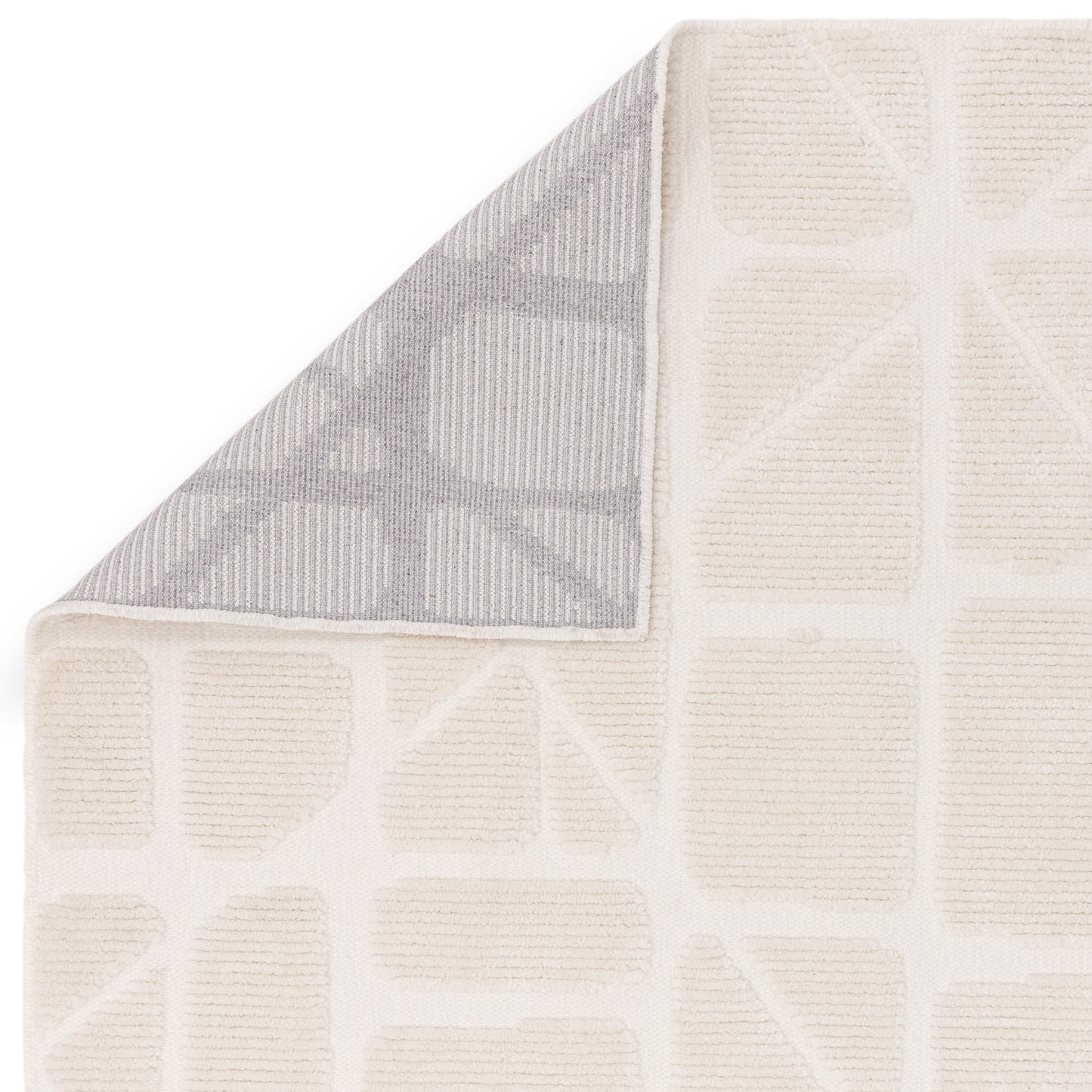 Freja Method Boho Textured Geometric Washable Rugs in Ivory White