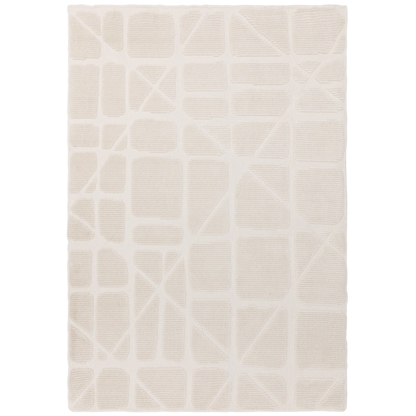 Freja Method Boho Textured Geometric Washable Rugs in Ivory White