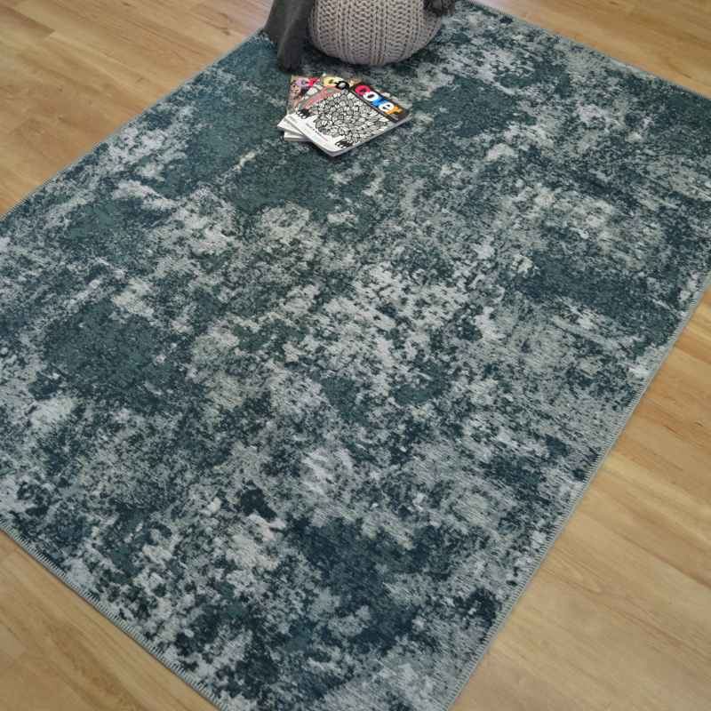 Bruges Abstract Rugs 97003 4008 in Cream Blue Cotton Chenille