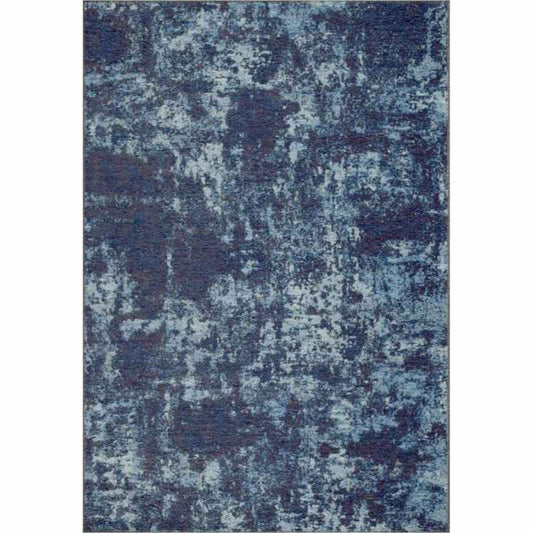 Bruges Abstract Rugs 97003 5006 in Blue Cotton Chenille