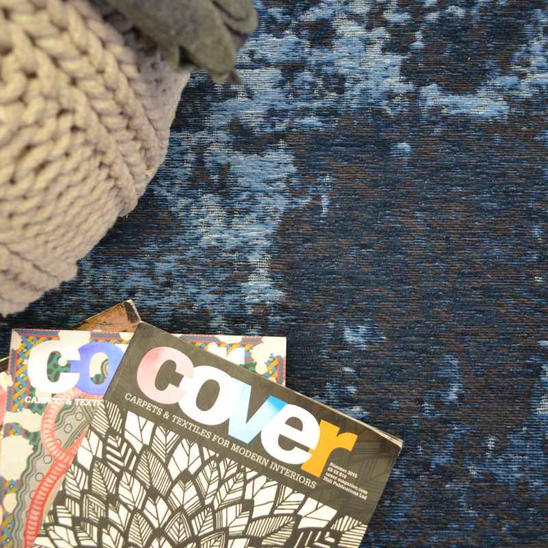 Bruges Abstract Rugs 97003 5006 in Blue Cotton Chenille