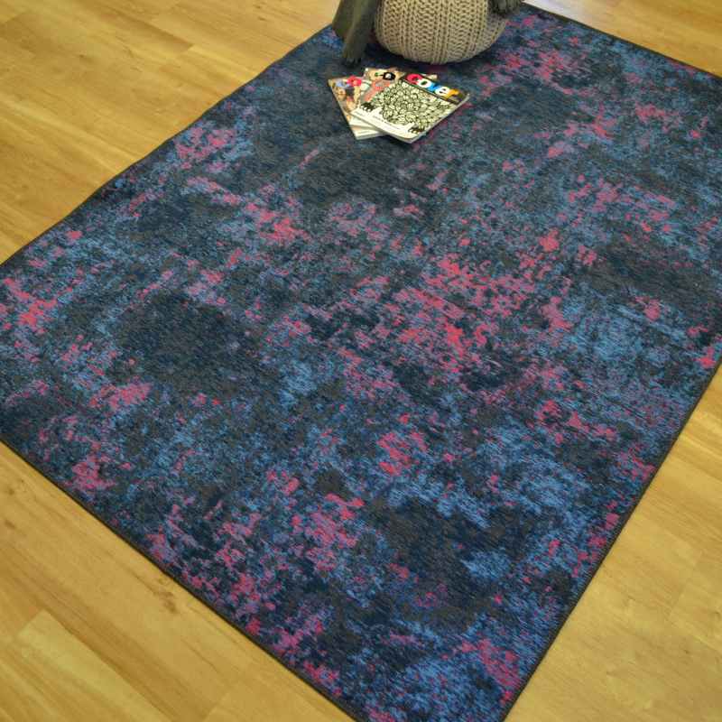 Bruges Abstract Rugs 97003 5007 in Purple Cotton Chenille