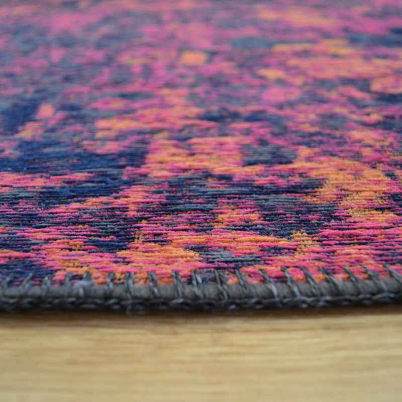 Bruges Abstract Rugs 97003 8005 in Pink Orange Cotton Chenille