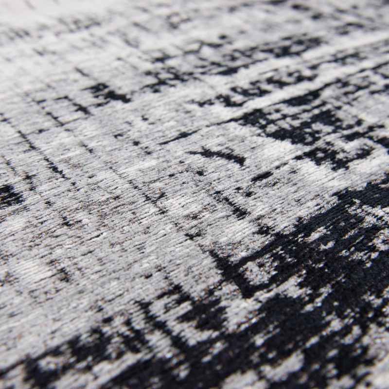 Louis De Poortere Modern Mad Men Griff Designer Circle Rug 8926 in Black and White