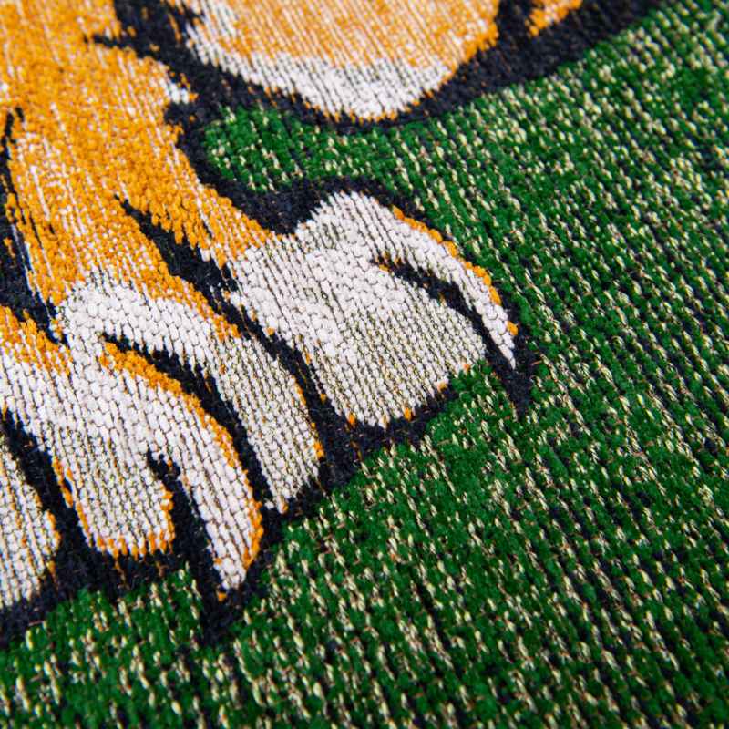 Louis De Poortere Designer Tiger 9388 Circle Rugs in Green On Fire