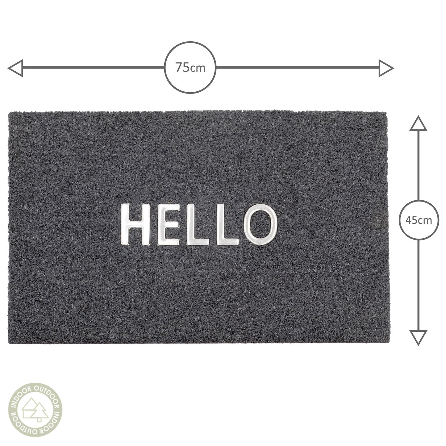 DM01 Plain Hello Coir Doormat in Grey
