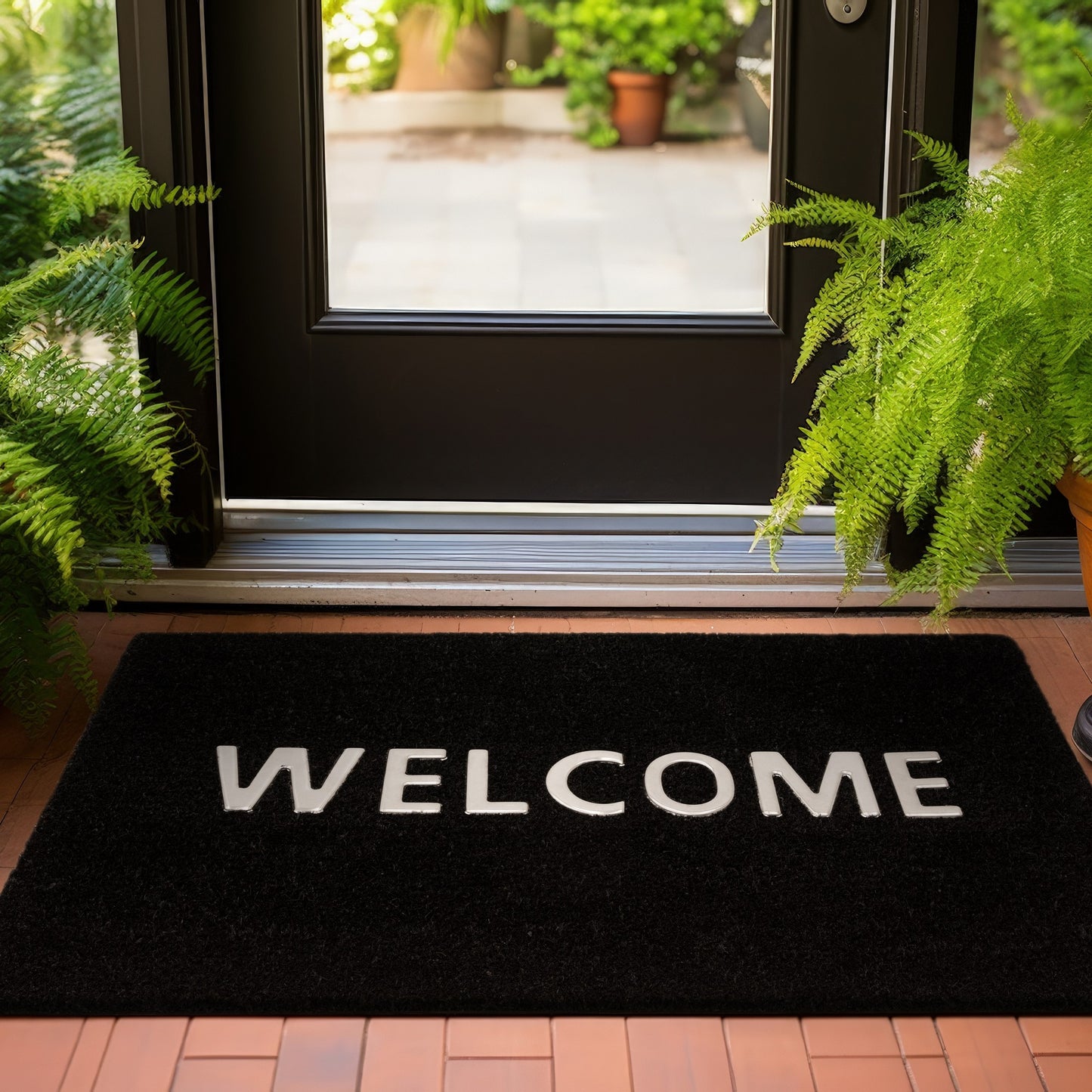 DM04 Plain Welcome Coir Doormat in Black