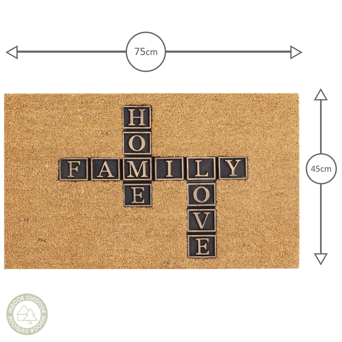 DM02 Home Family Love Coir Doormat in Natural