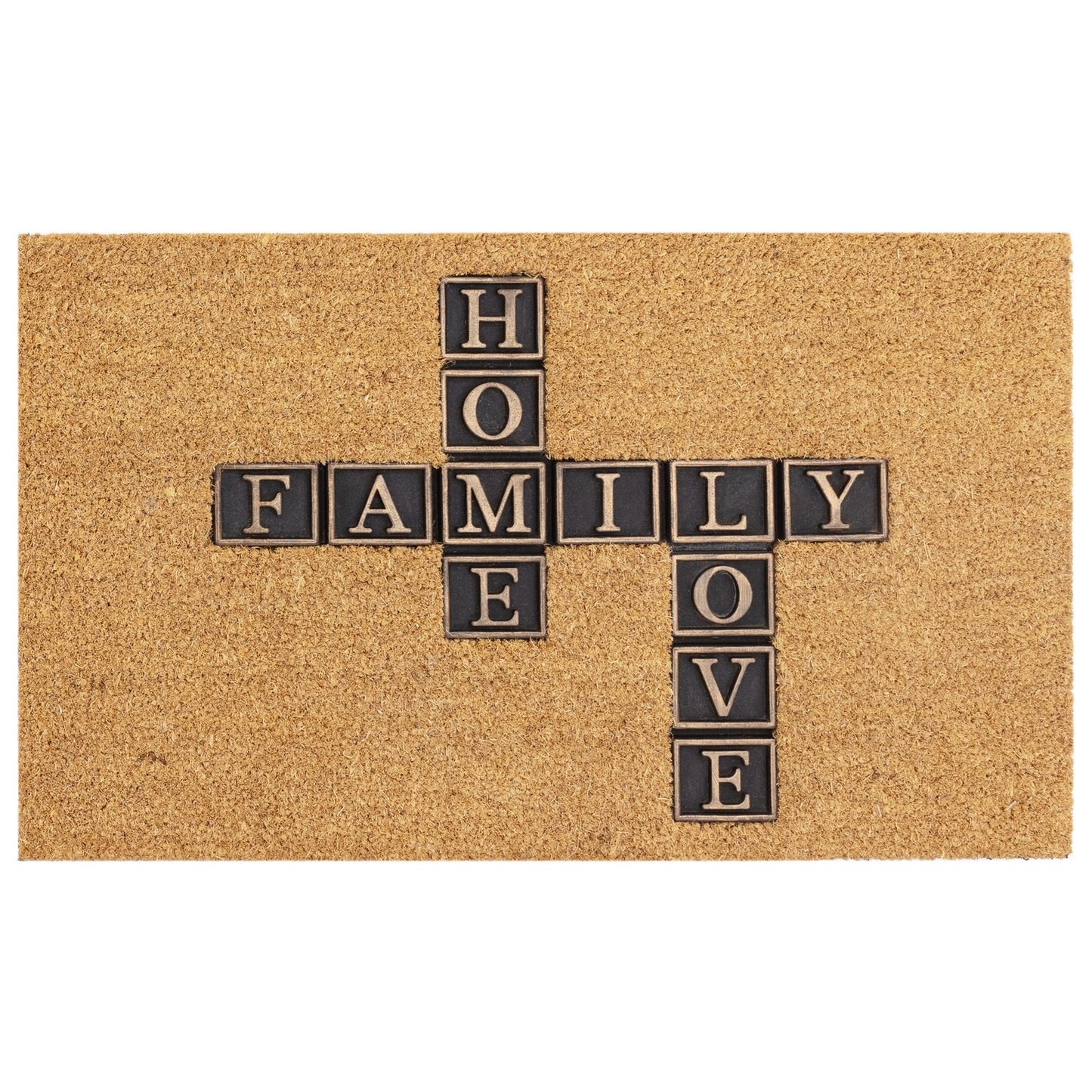 DM02 Home Family Love Coir Doormat in Natural