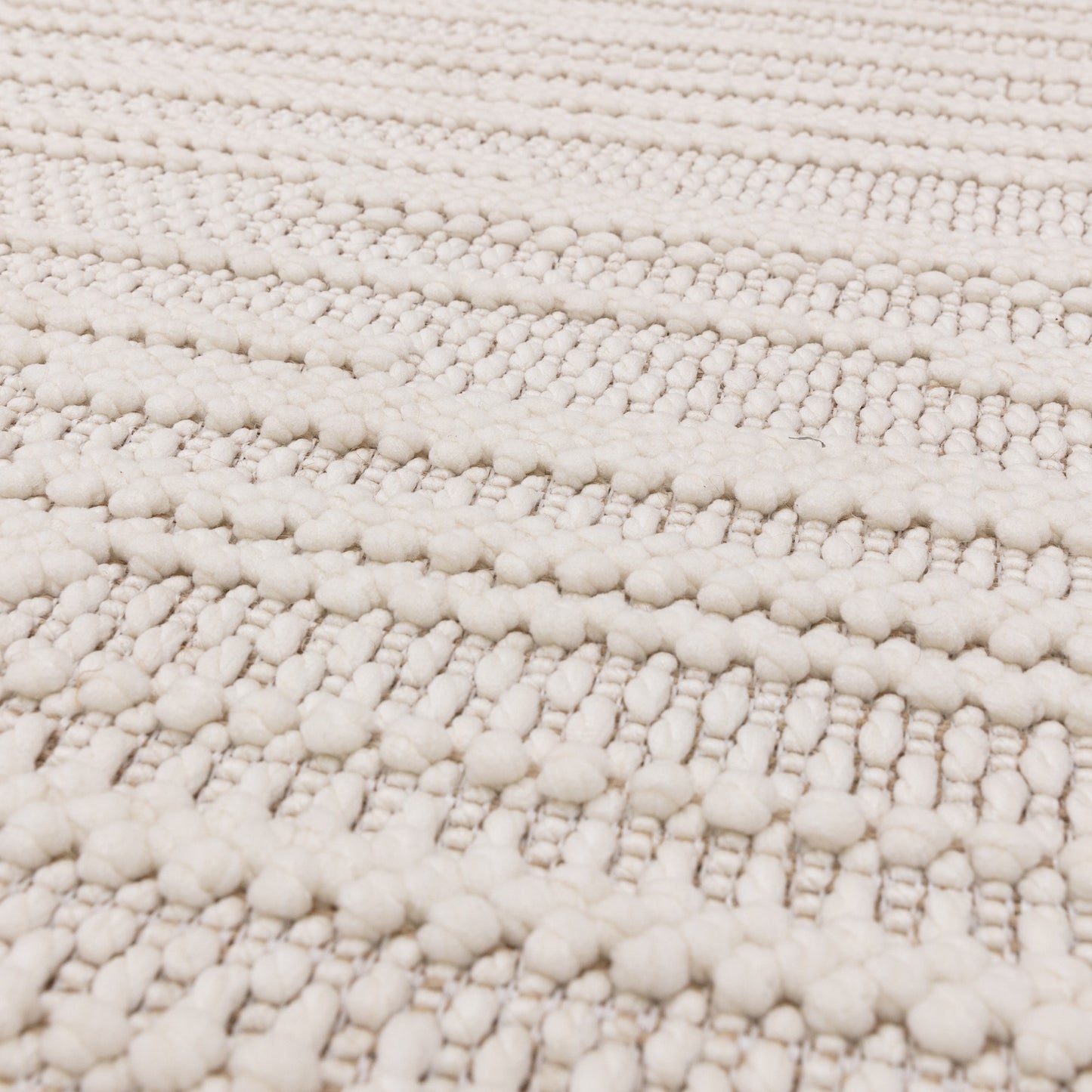 Camber Stripe Modern Textured Rugs in Ivory White