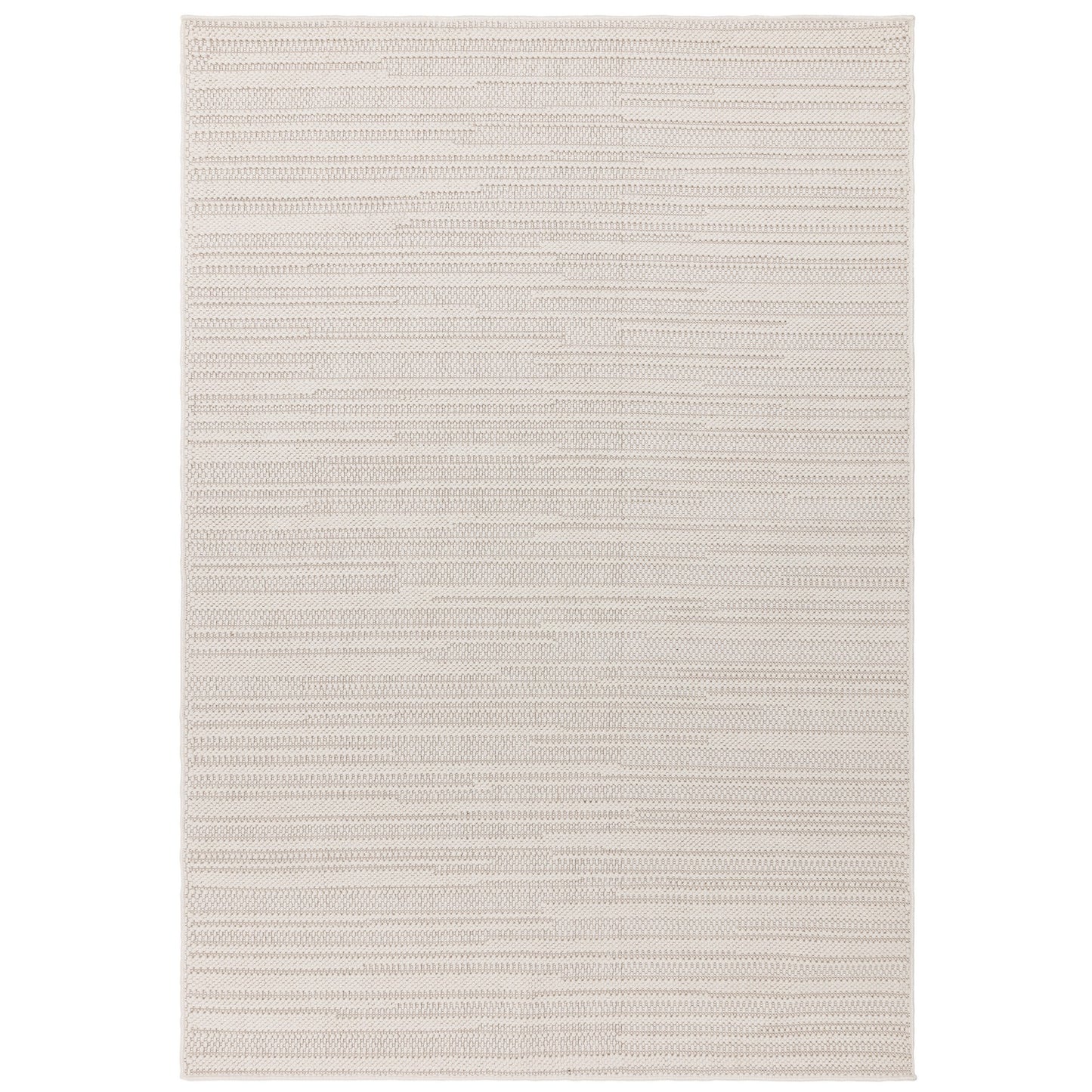 Camber Stripe Modern Textured Rugs in Ivory White