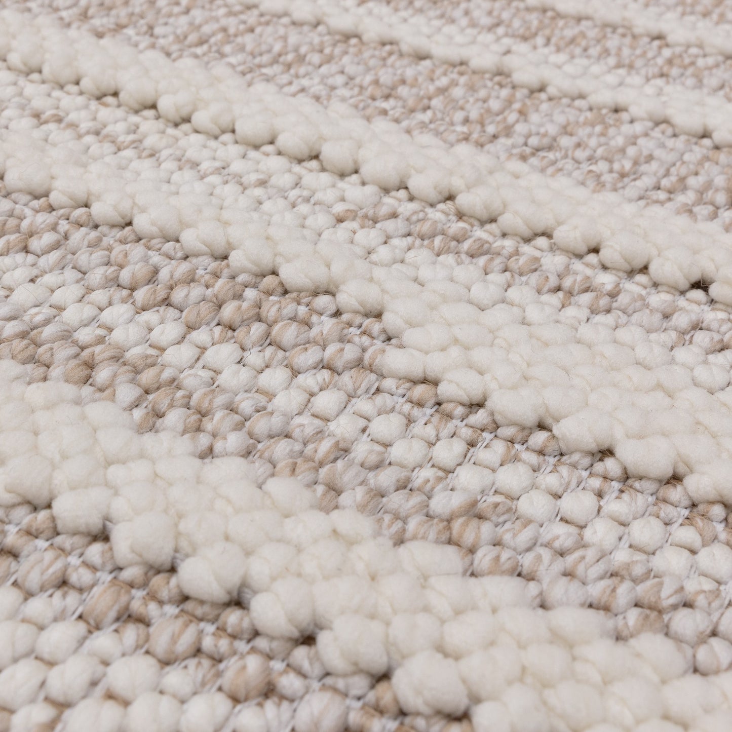 Camber Stripe Modern Textured Rugs in Sand Natural