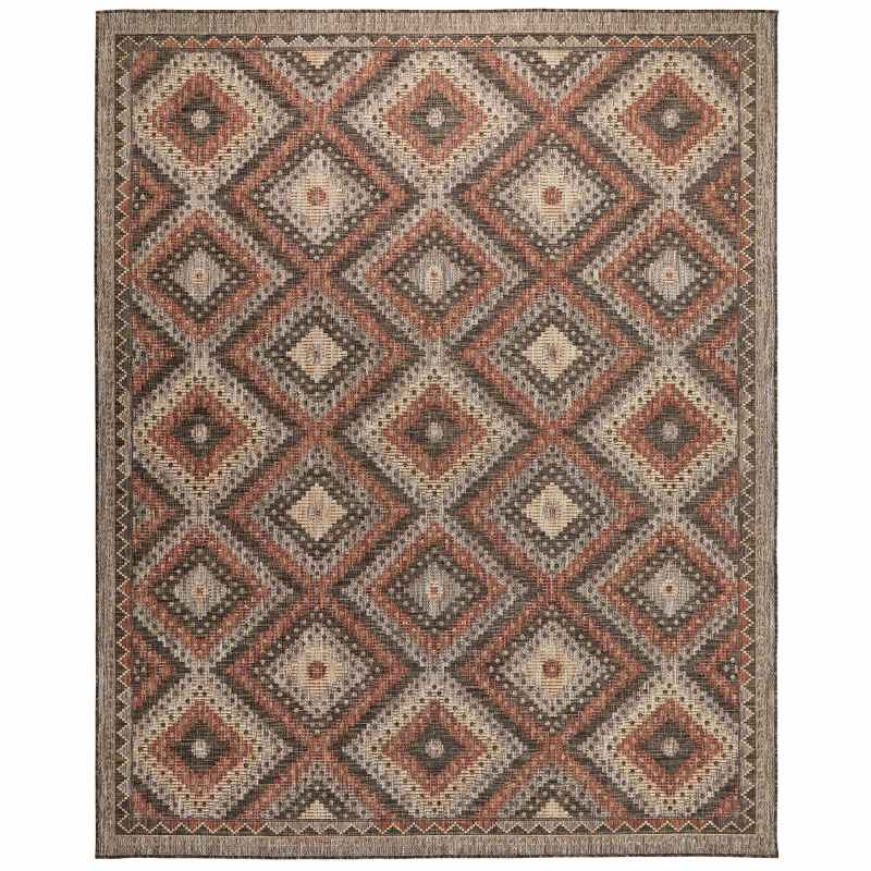 Sumac SUM101 Indoor Outdoor Rugs by Concept Looms in Brown Rust
