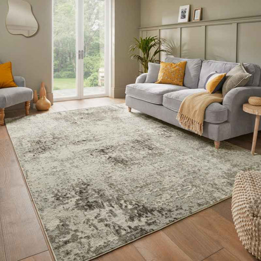 Rossa ROS03 Abstract Rug by Concept Looms in Ivory Grey