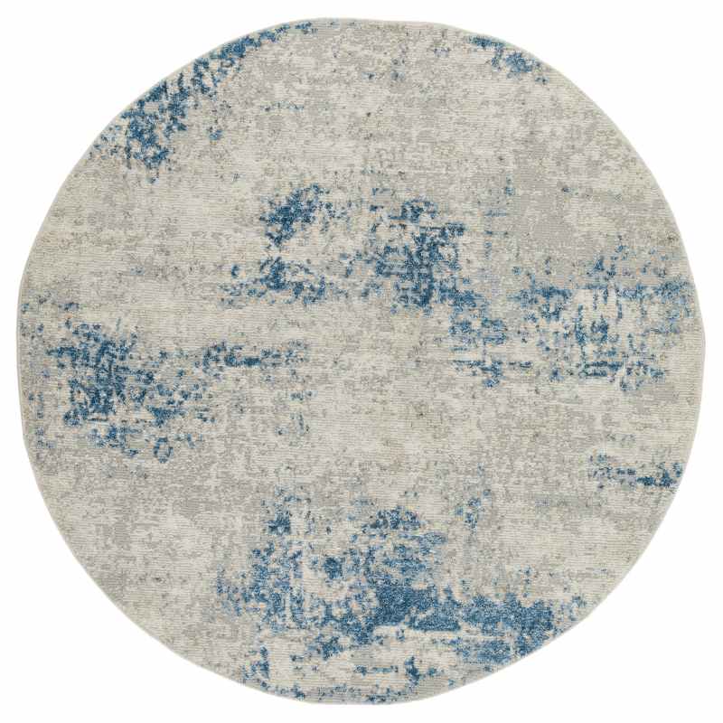 Rossa ROS03 Abstract Circle Rug by Concept Looms in Ivory Blue