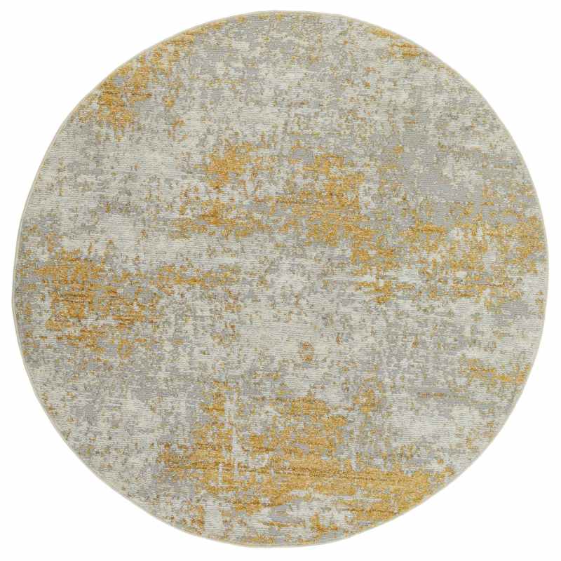 Rossa ROS03 Abstract Circle Rug by Concept Looms in Ivory Gold