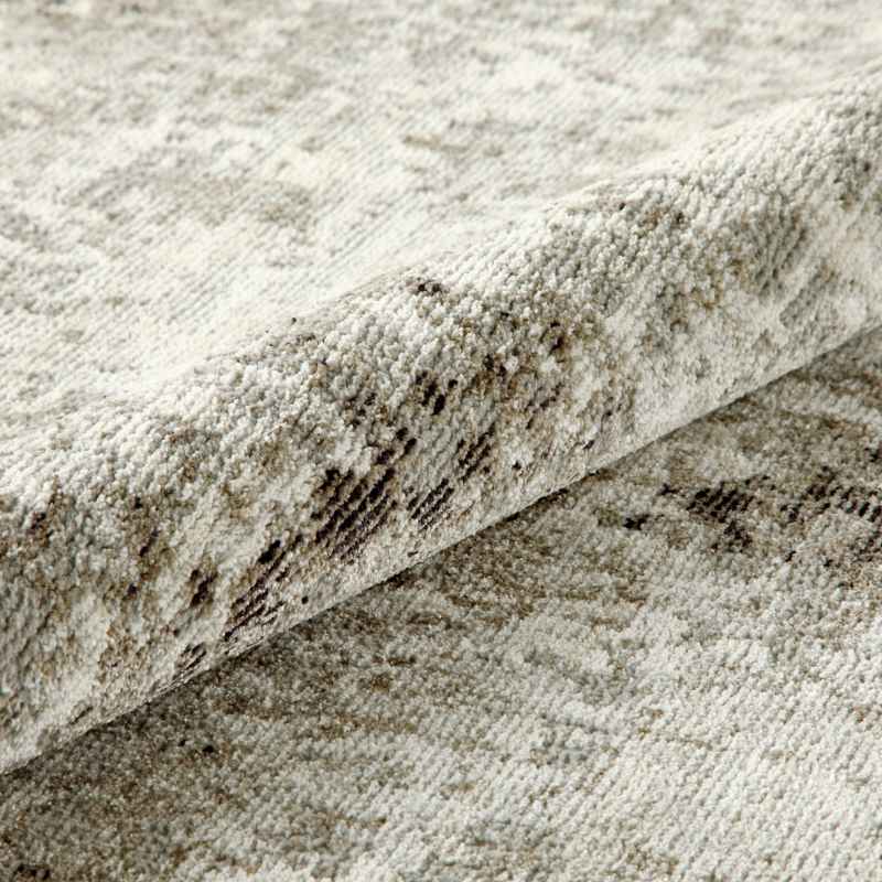 Rossa ROS03 Abstract Circle Rug by Concept Looms in Ivory Grey