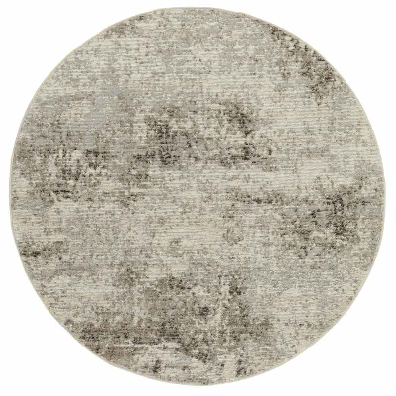 Rossa ROS03 Abstract Circle Rug by Concept Looms in Ivory Grey