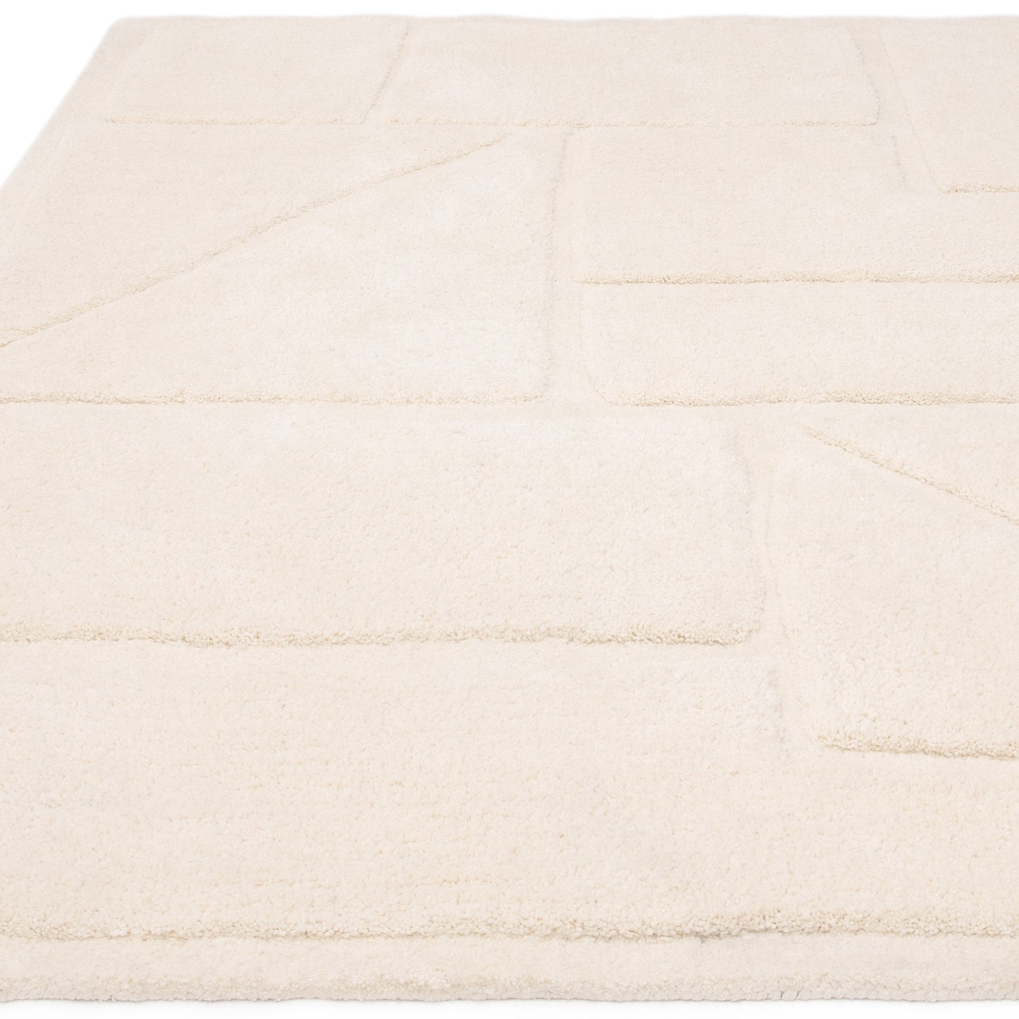 Horizon 2 Modern Geometric Textured Rugs in Ivory White