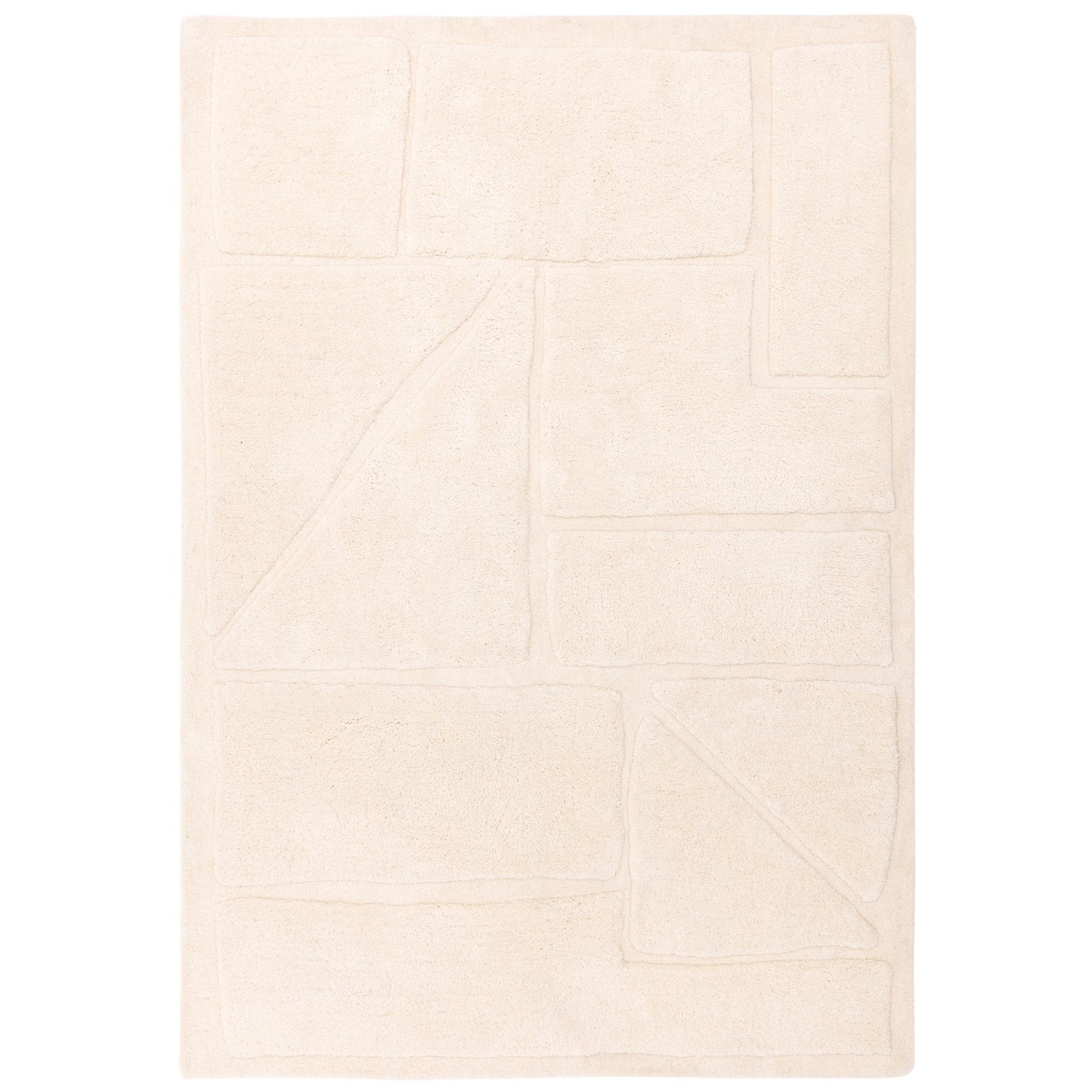 Horizon 2 Modern Geometric Textured Rugs in Ivory White