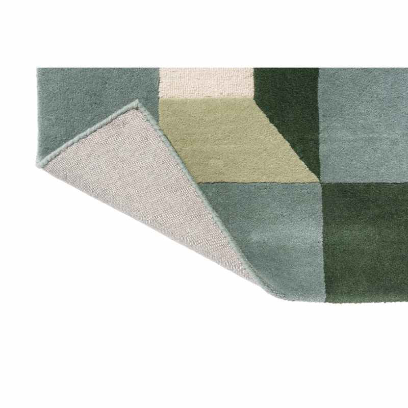 Blocks Geometric Wool Rugs 141907 Fern Green by Harlequin