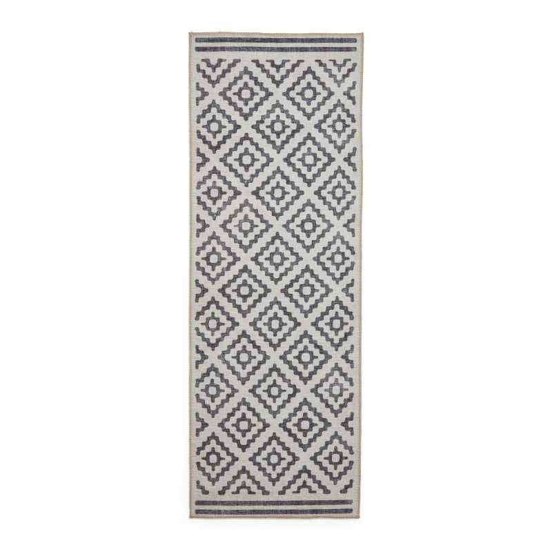 Coral H1058 Modern Washable Geometric Runner Rugs in Grey