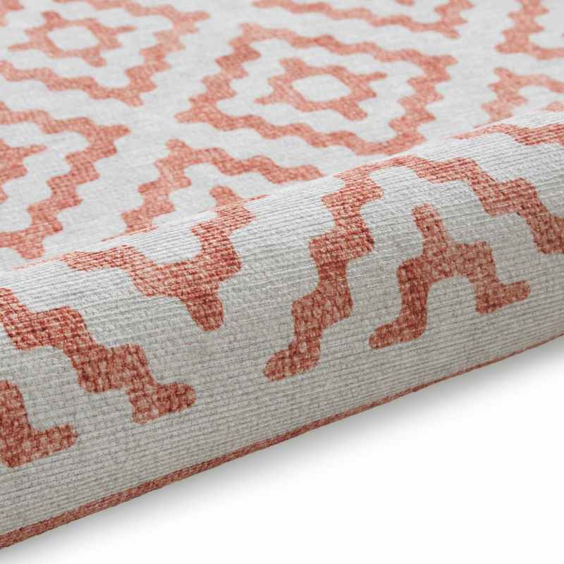 Coral H1058 Modern Washable Geometric Runner Rugs in Orange