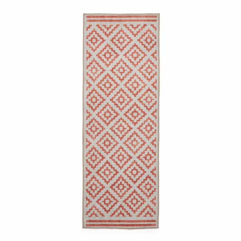 Coral H1058 Modern Washable Geometric Runner Rugs in Orange