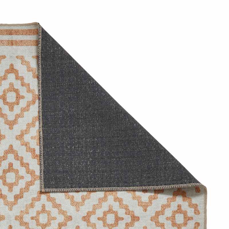 Coral H1058 Modern Washable Geometric Runner Rugs in Yellow