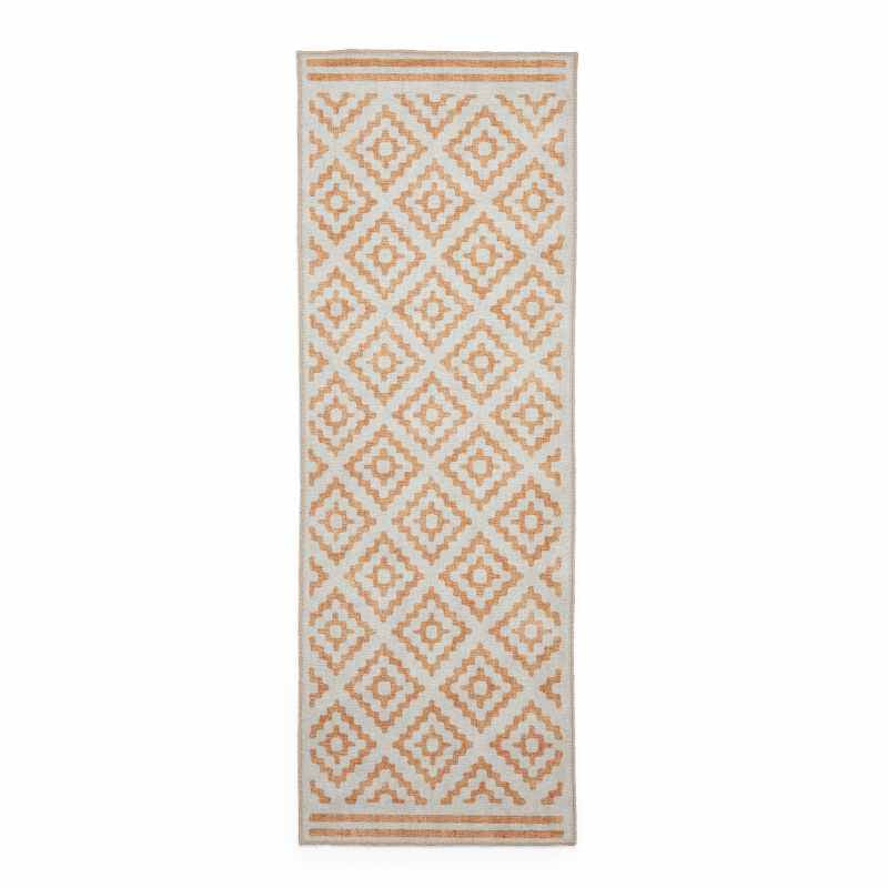 Coral H1058 Modern Washable Geometric Runner Rugs in Yellow