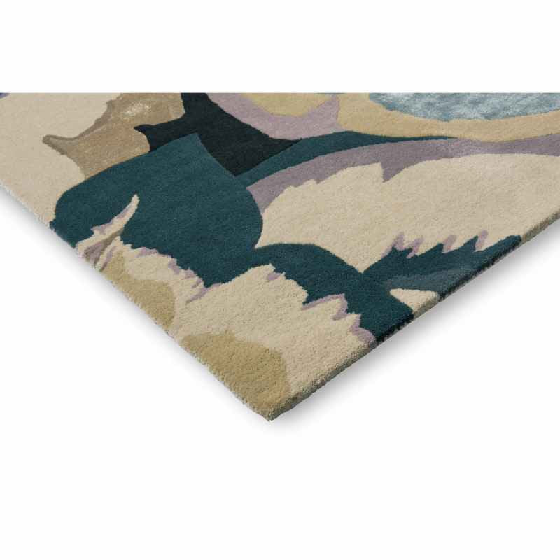 Calathea Floral Wool Rugs 142905 Shiitake Wildwater by Harlequin