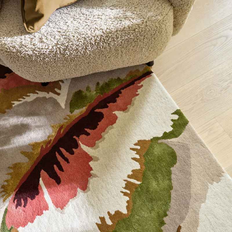 Calathea Floral Wool Rugs 142907 Amber Brazillian Rosewood by Harlequin